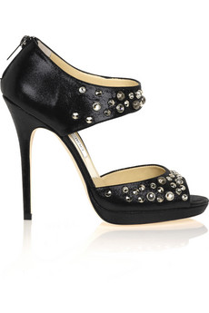 Women's Dress Shoes-Jimmy Choo’s black wet-look suede studded sandals Women's Dress Shoes-Jimmy Choo’s black wet-look suede studded sandals