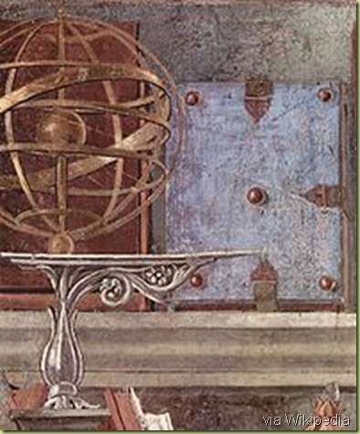 Armillary sphere in Sandro Botticelli 1480's painting