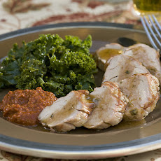 Grilled Pork Tenderloin with Hazelnut Romesco and Fresh Oregano Vinaigrette