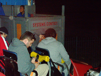 The two Sashas buckling up for the Ride of Steel
