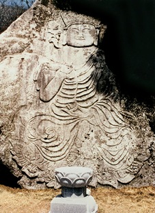 Daegu Reliefs of seated buddha and bodhisattva of Yeomburam Hermitage in Donghwasa Temple