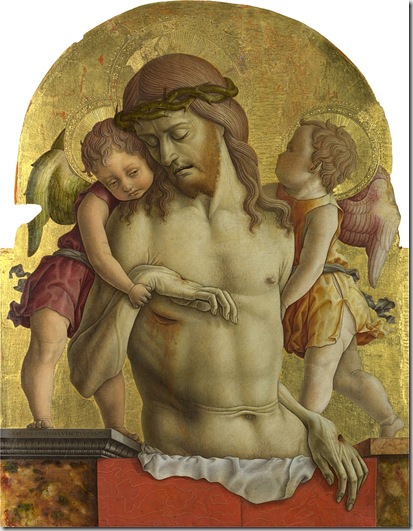 The dead Christ supported by two angels Carlo Crivelli.