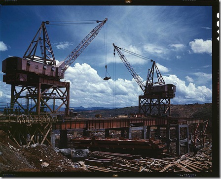 Construction work at the TVA's Douglas Dam. Tennessee, June 1942. Reproduction from color slide. Photo by Alfred T. Palmer. Prints and Photographs Division, Library of Congress