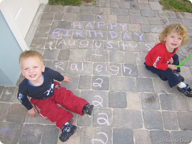 happy birthday sign with boys