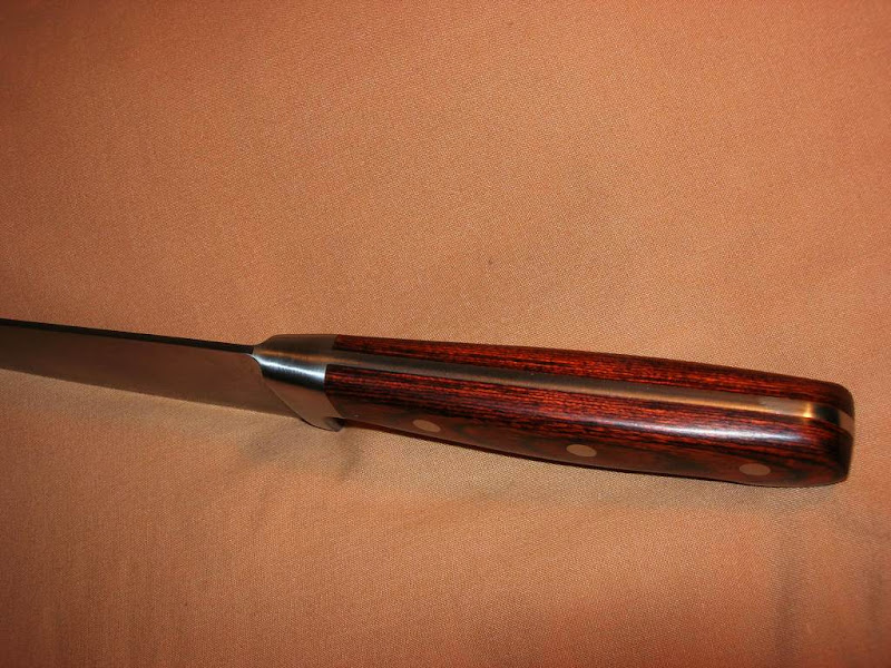 The Forged Damascus Blade Runs Through The Pakka Handle Damascus Chef Knife Handle