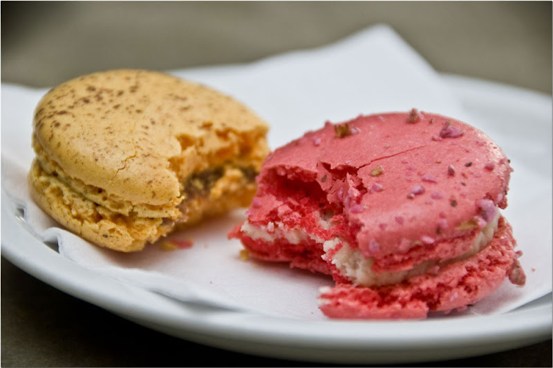 Passionfruit and strawberry macaron