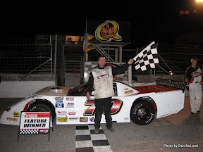 Jeff Hanley with first race and win of the year, Sauble Speedway, June 19, 2010