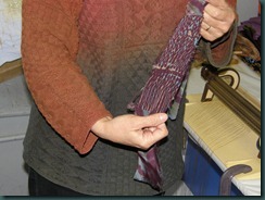 Sample dyed after using smocking pleater, seen in the background Sample dyed after using smocking pleater, seen in the background