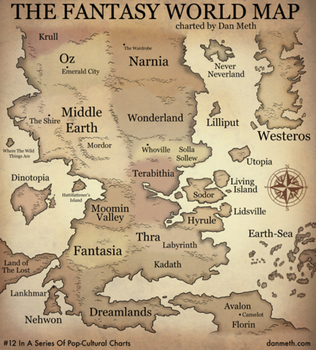 Fantasy world map major geek nerd