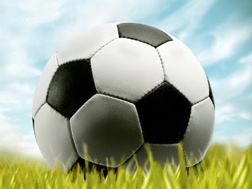 Soccer Ball Resting on Grass --- Image by © Corbis