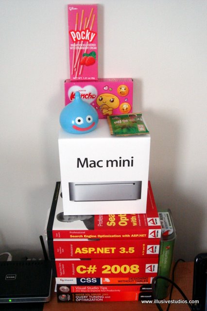 Computer Books, Mac Mini box, Pocky & Kancho 3/8/2009