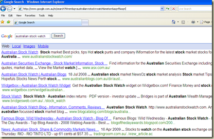 google mobile search australian stocks