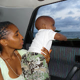 &ndash; No car seats in Freetonw...Roo watching the ocean as we drive away. Lumley Beach…. © 2007 NHA Photos