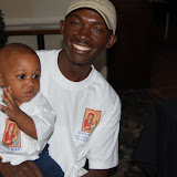  &ndash; Roo and James wearing shirts Fr. Haux made for them…. © 2007 NHA Photos