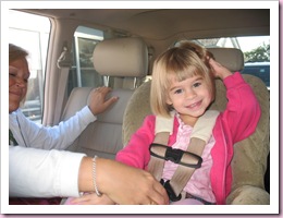 My teacher's helping me out of the car! My teacher's helping me out of the car!