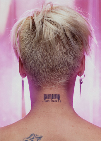 Alecia Moore's barcode tattoo ad for black lesbian bar