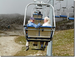 Chairlift into the fog