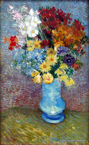 flowers in vase van gogh. Flowers in a blue vase by Van