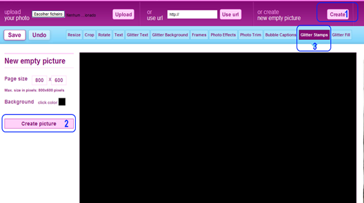 Glitter Photo Online - Usar selos 1 Glitter Photo Online - Usar selos 1