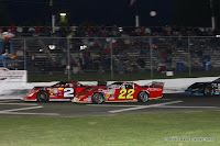 #2 John Owen racing with Glenn Watson at Peterborough Speedway, August 2, 2009