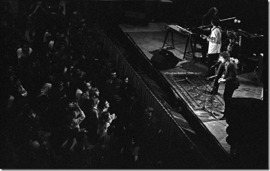Bob Dylan and The Band at Assembly Hall in Bloomington, Ind. on Feb. 3, 1974. The 40-show tour in January and February of 1974 resulted in the "Before the Flood" double album, released in June, 1974.