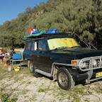 Campen hinter den Dünen. Lauschiges Frühstück.