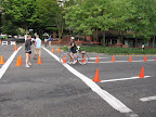 Off the bike and run it in to the transition area
