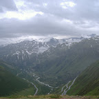 The Swiss alps, the roads were quite scary! I think this was the Furkapass.