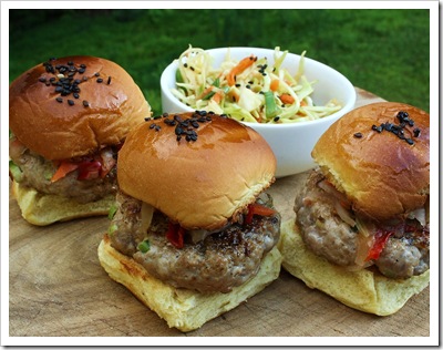 pork sliders with kimchi, asian, mini burgers