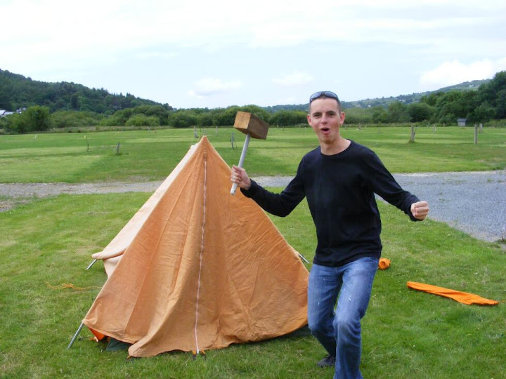 Mallet Abuse of a mallet for hammering in tent pegs
