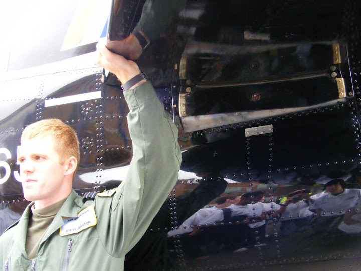 An RAF Hawk landed at the airstrip for us - here is the pilot demonstrating how the entire tailplane rotates
