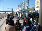 The train station with happy people