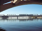 The Light Rail train on the bridge over Tempe Town Lakes