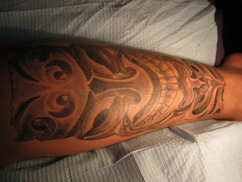 leg tattoo. The Tattoo On His Left Leg