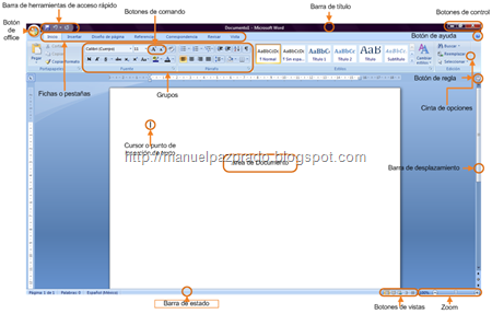 Elementos de la ventana de word