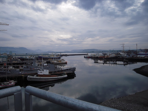 Looking out over the Reykjavík docks at low tide.