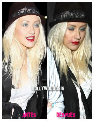 Christina Aguilera antes y despues de una noche de fiesta y alcohol Christina Aguilera antes y despues de una noche de fiesta y alcohol