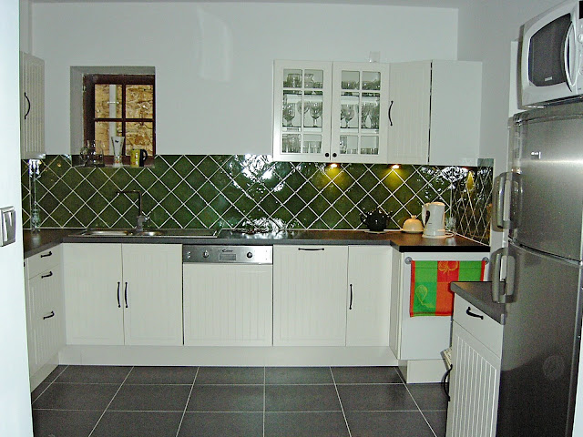 kitchen with splashback tiles