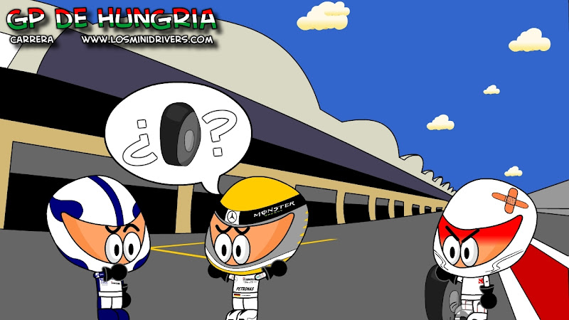 Нико Росберг ищет колесо у механиков Williams и Sauber на Гран-при Венгрии 2010