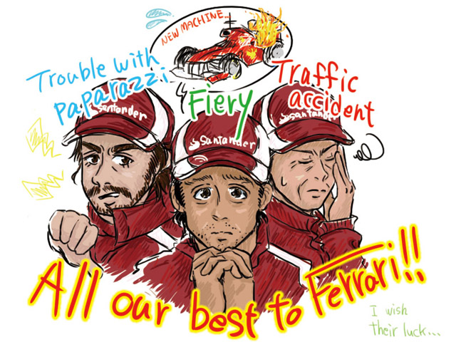 комикс гонщики Ferrari в межсезонье