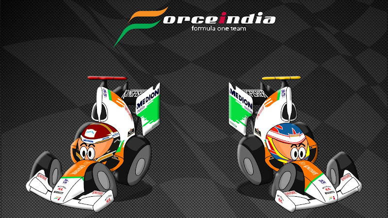 Адриан Сутиль и Пол ди Реста Force India 2011 Los MiniDrivers