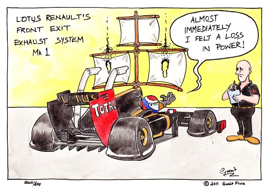 Виталий Петров испытывает передний выхлоп Lotus Renault комикс Black Flag