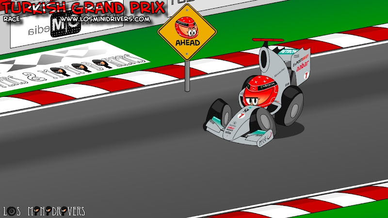осторожно впереди Михаэль Шумахер Mercedes GP на Гран-при Турции 2011 Los MiniDrivers
