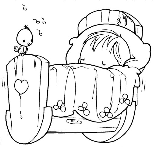 Sleeping baby, precious moments, coloring pages