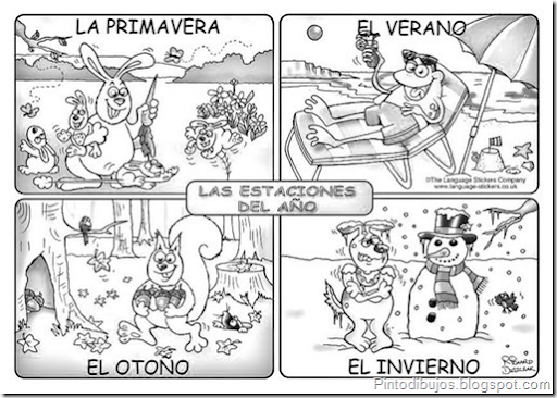 Seasons in spanish coloring