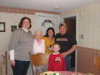 Jean, (Mom, Stacy, David & James at Sunday dinner at Mom's