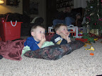 Kahle and Jack watching a movie.