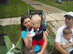Noah having a treat before the parade.