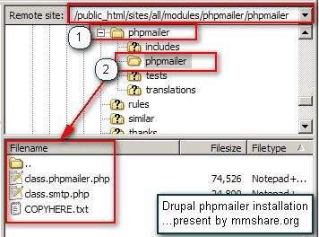 Location of PHPMailer Module in FTP