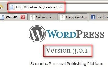 WordPress installation with default readme file